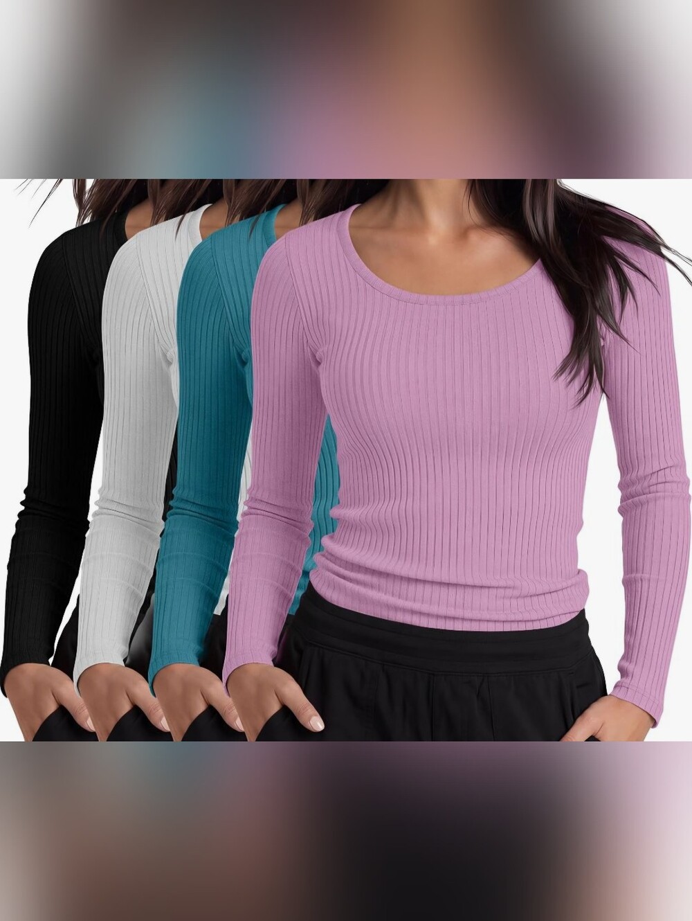 4 Pack Womens Cotton Underscrub Shirts
Long Sleeve Scrub Tops, Soft Undershirts